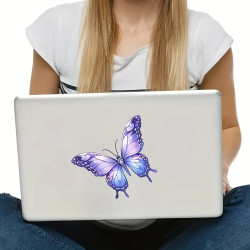 Vue utilisation du Sticker Papillon Violet en PVC - 16cm x 12.5cm