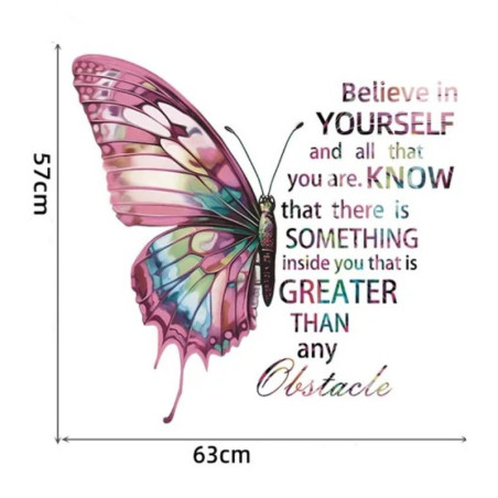 Dimensions du Grand Sticker mural Papillon Avec Message Motivation