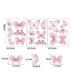 Détails Stickers muraux Papillons volants - Lot de 17 pièces