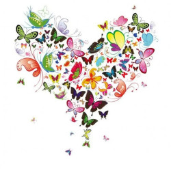 Grand Patch Papillon 21.5cm x 22.6cm Thermocollant - Papillons colorés en forme de Cœur