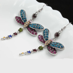 Boucles d'oreilles Pendantes Libéllule en Zircon Cubique - 3 couleurs au choix!