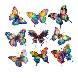 Détails des Écussons Papillons Colorés Thermocollants - 7 cm x 7 cm - Lot de 9 pièces