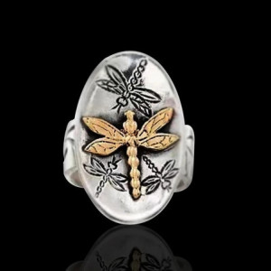 Bague Libéllule Vintage en forme Ovale Vols de Libellules