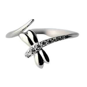 Gauche Bague Libéllule en Argent Sterling 925 avec Strass - Ajustable !