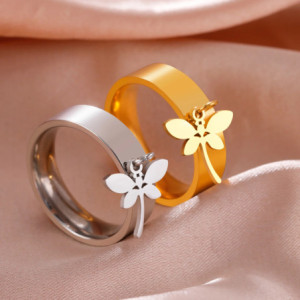 Bague Libéllule Design Moderner en Acier inoxydable - 2 couleurs au choix !