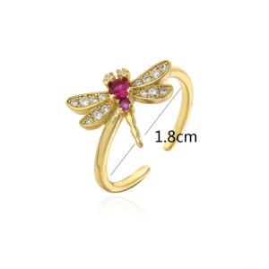 Dimension Bague Libéllule en Zircon avec Strass Rose étincelant