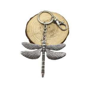 Porte-clés Libéllule Pendentif Argent Antique avec crochet - 7