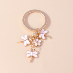 Porte-clés Libéllule en émail Couleur Or Rose couleur Rose