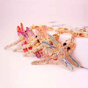 Porte-clés Libéllule en cristal - 5 couleurs au choix