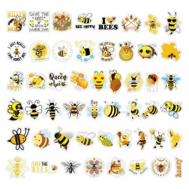 Lot d'autocollants abeille en PVC résistant à l'eau - 50 pièces !
