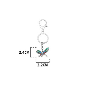 Dimensions du Porte-clés Libéllule en émail Couleur Argent - 6 couleurs au choix