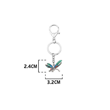 Dimensions du Porte-clés Libéllule en émail Couleur Argent - 6 couleurs au choix
