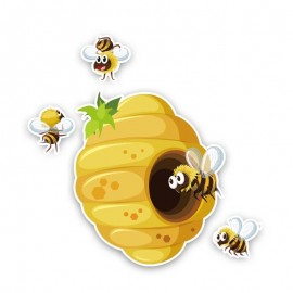 Grand autocollant Abeilles et Ruche Abeilles - 15.4 cm x 15.1 cm
