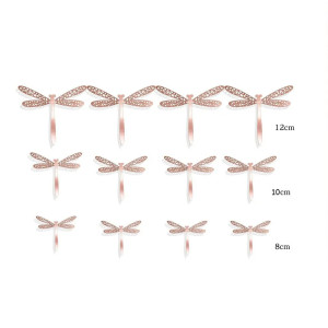 Dimension Autocollant Mural PVC Libellule à effet Métallique en 3D - Lot de 12 pièces Couleur Rose