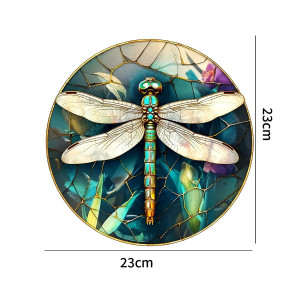 Dimensions Autocollant Libéllue pour Fenêtre Libellule Verte en 3D