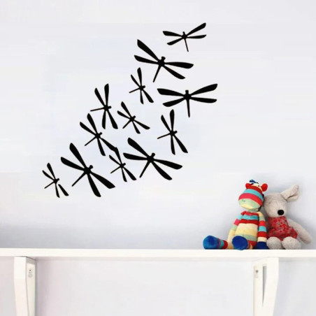 Autocollants Muraux Motif Libellule - 12 couleurs disponibles - 3 tailles disponibles