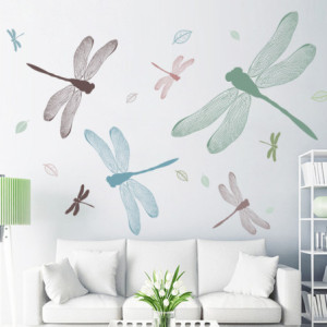 Autocollants Muraux Vinyle Libellule - 60 cm x 90 xm - Lot de 2 pièces
