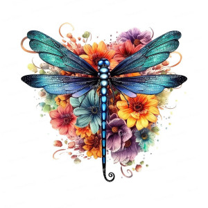 Autocollant Mural PVC Libellule Bleue