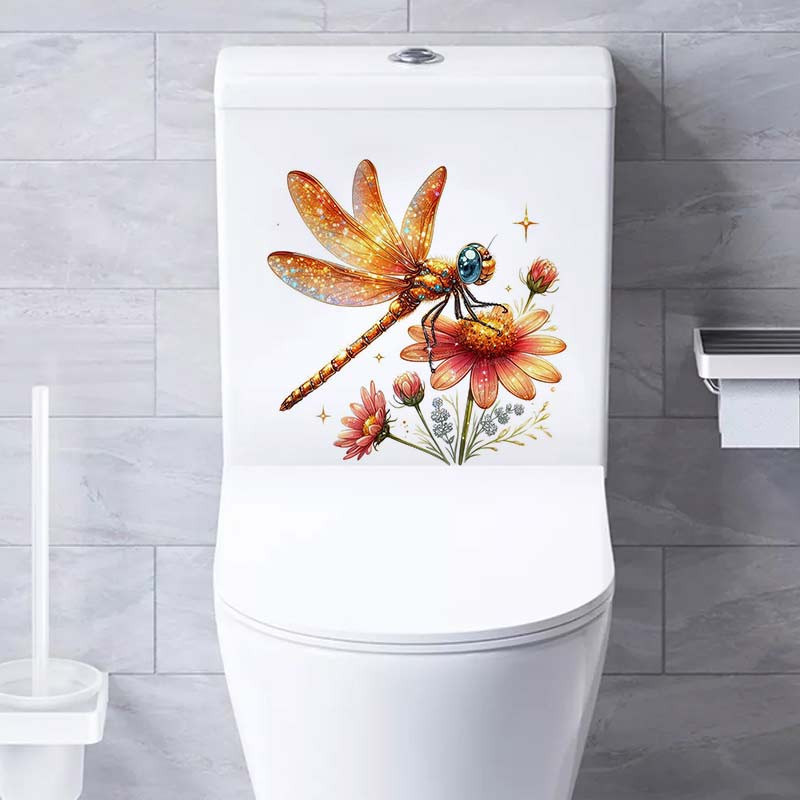 Autocollant Mural PVC Libellule Orange Brillante - 4 tailles disponibles