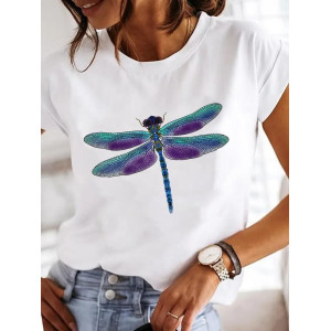 T-shirt libéllule avec imprimé libellule bleue violette