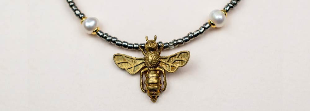 Bienen-Halskette & Anhänger: Silber, vergoldet