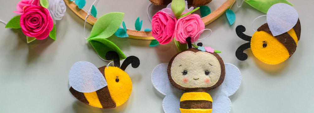 Bienen-Stickerei, aufnahbare Stickmotive
